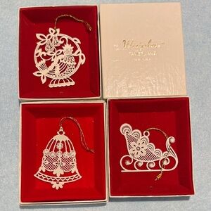 Vintage Winterlace by Tamerlane White Christmas Ornaments Set of 3